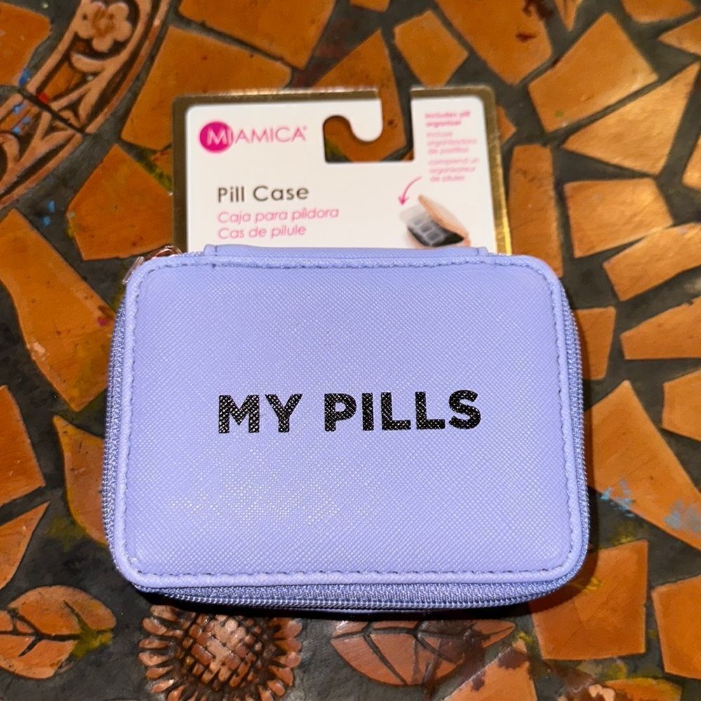 MIAMICA Travel Zip Around Pill Case Lavender Black “My Pills”